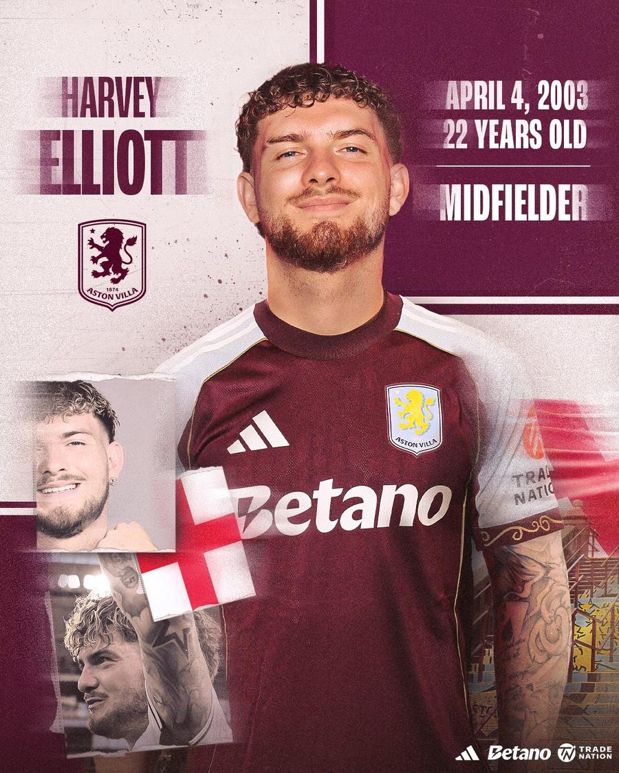 Aston Villa l-a prezentat pe Harvey Elliott/ foto: X @Aston Villa Liverpool a cedat un dublu campion la o altă echipă din Premier League