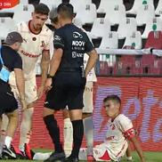 Cătălin Cîrjan, accidentare ușoară în Sporting Liești - Dinamo / FOTO: captură @Prima Sport