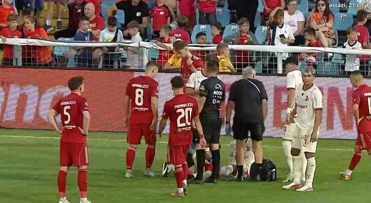 Cătălin Cîrjan, accidentare ușoară în Sporting Liești - Dinamo / FOTO: captură @Prima Sport