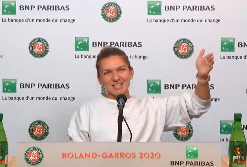 Simona Halep (29 de ani, 2 WTA) a câștigat categoric meciul cu americanca Amanda Anisimova (19 ani, 29 WTA), scor 6-0, 6-1. Românca a fost pusă pe glume la conferința de după meci.