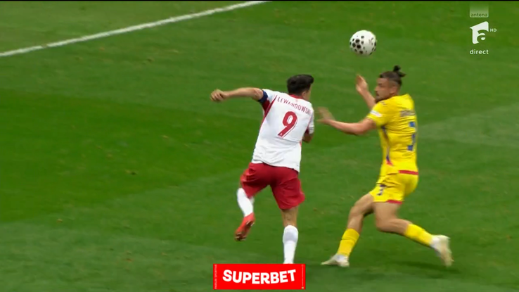 Drăgușin, cartonaș roșu în Polonia - România / FOTO: Captură TV @Antena 1