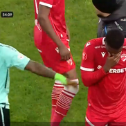 Josue Homawoo, accidentat în Dinamo - UTA Arad, foto: captură Prima Sport