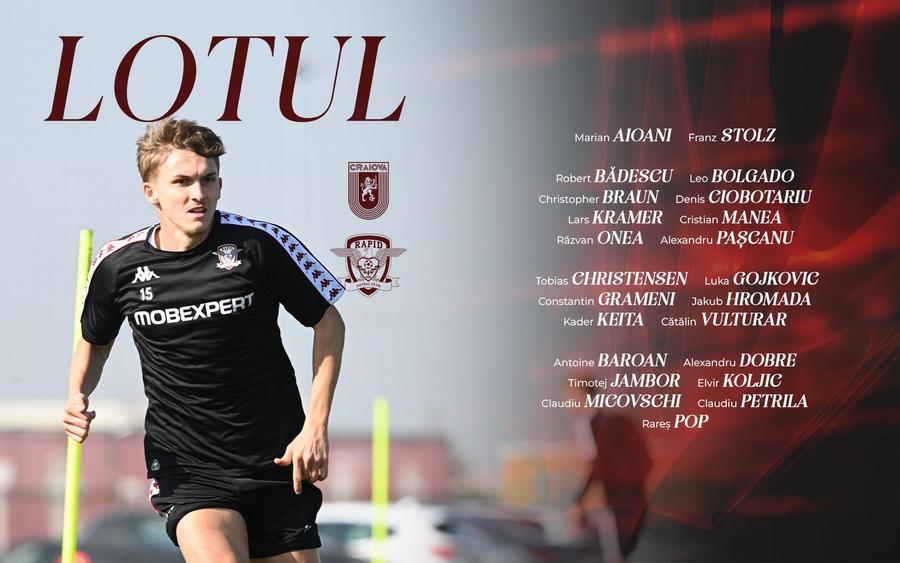 Rapid a anunțat lotul pentru deplasarea de la Craiova Derby incandescent în Bănie! Universitatea Craiova salvează dramatic un punct cu Rapid