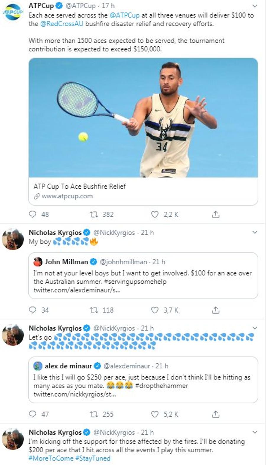 AUSTRALIA // Ași pentru caritate! Nick Kyrgios și mai mulți jucători de tenis oferă sute de dolari pentru fiecare as reușit