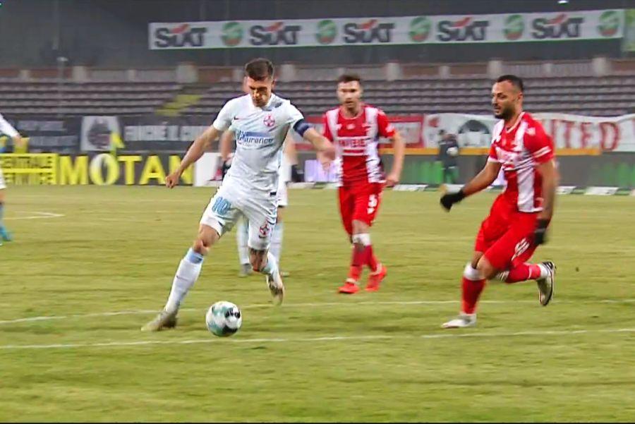 Florin Bejan, la faza golului marcat de Tănase / FOTO: Captură TV @Telekom Sport 1 Gabi Balint, nemilos cu un dinamovist: „A fost la pământ! Cel mai slab de pe teren”