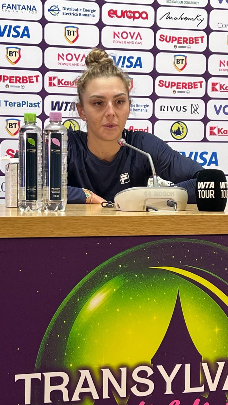 Jaqueline Cristian, la conferința de presă/Foto: David Istrate (GSP.ro) Jaqueline Cristian, după „thriller-ul” din turul inaugural al Transylvania Open: „Fanii mi-au dat curaj și m-au ținut pozitivă”