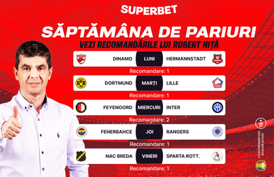 Vezi recomandările lui Robert Niță din SuperSocial pentru o nouă săptămână de pariuri