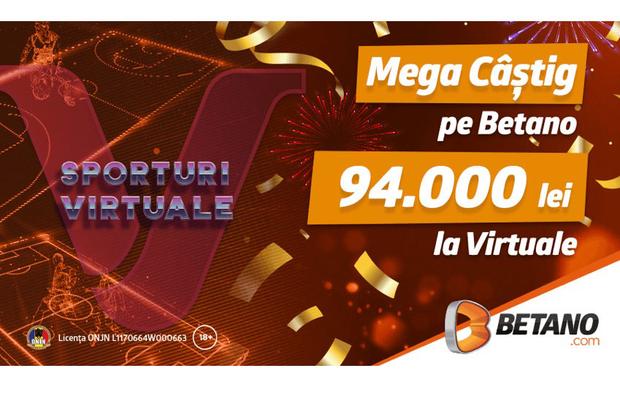 Mega câștig pe Betano: aproape 100.000 de lei la Virtuale!