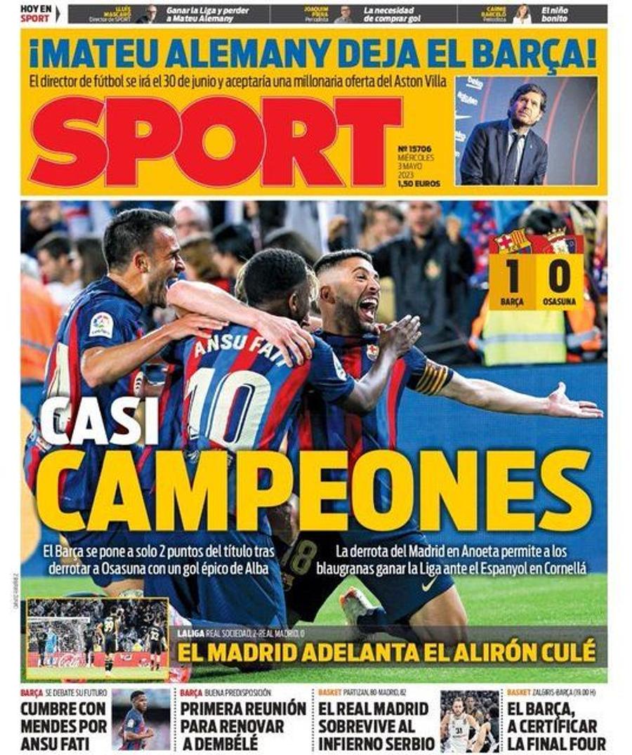 Sport titrează: „Aproape campioni” Barcelona pregătește fiesta » La o victorie să devină campioană după 4 ani!