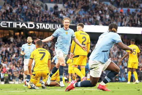 Golul lui Kevin De Bruyne a răpus-o pe Wolves // foto: Guliver/gettyimages