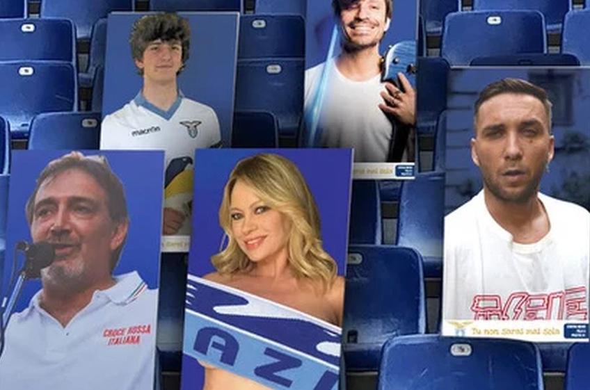O serie de cartoane au fost deja plasate în tribunele arenei lui Lazio // sursă foto: sslazio.it