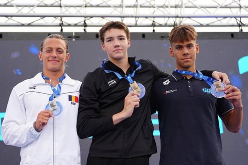 Robert Badea, Mikhail Shcherabakov și Isaon Routoulas pe podium la Samorin FOTO European Aquatics
