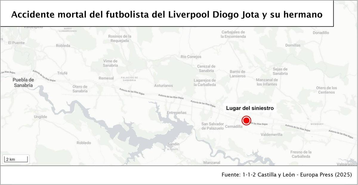 Imagini de la locul accidentului în care a murit Diogo Jota