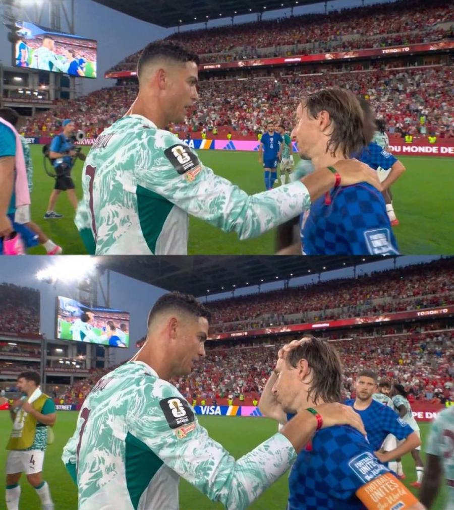 Cristiano Ronaldo și Luka Modric, căpitani și fotbaliști legendari trecuți de 40 de ani, la finalul blockbusterului Portugalia - Croația 1-0 / Foto: X Se retrage Luka Modric după eliminarea de la Mondial? » „Acolo pe teren n-a existat niciun rămas bun special”