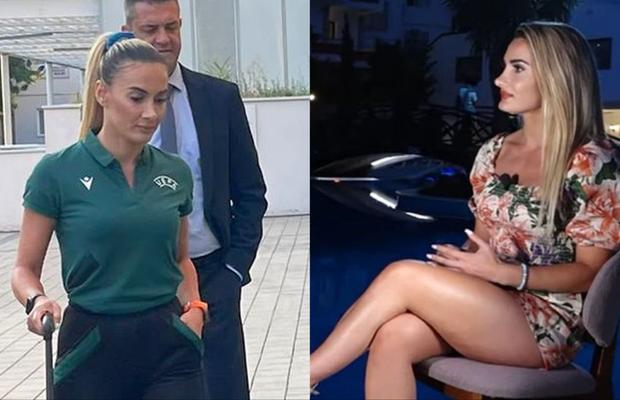 Emanuela în centrul atenției » Arbitra de rezervă de la FCSB - CSKA 1948 Sofia a furat toate privirile la sosirea la stadion