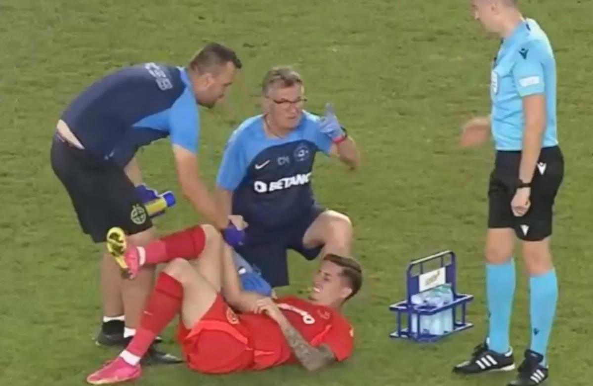 David Miculescu, accidentat în FCSB - CSKA 1948 Sofia