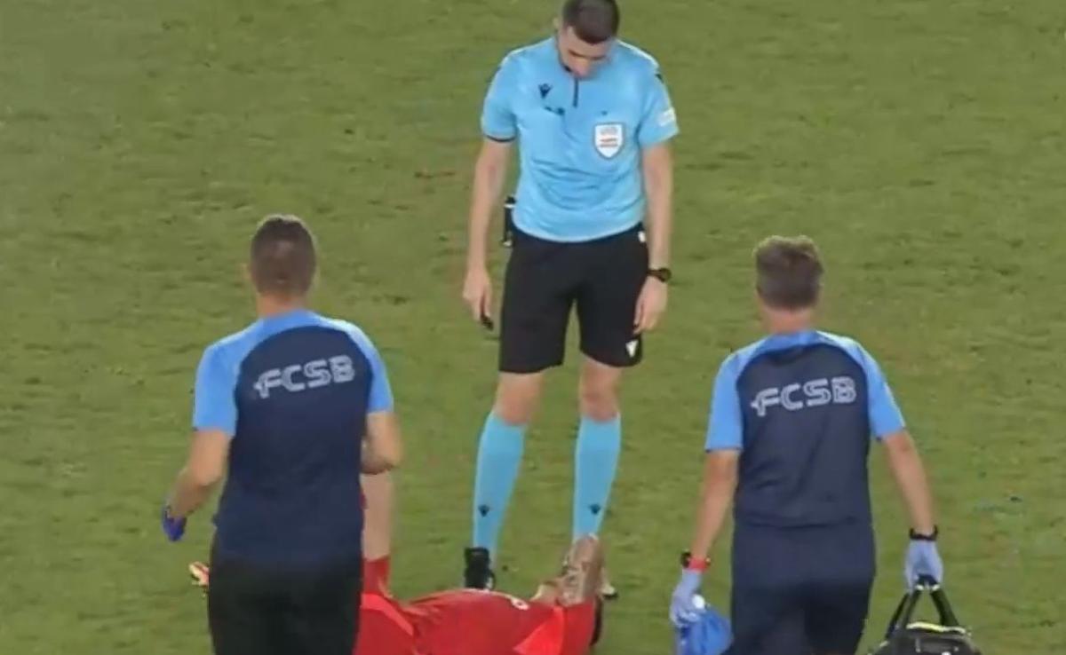 David Miculescu, accidentat în FCSB - CSKA 1948 Sofia