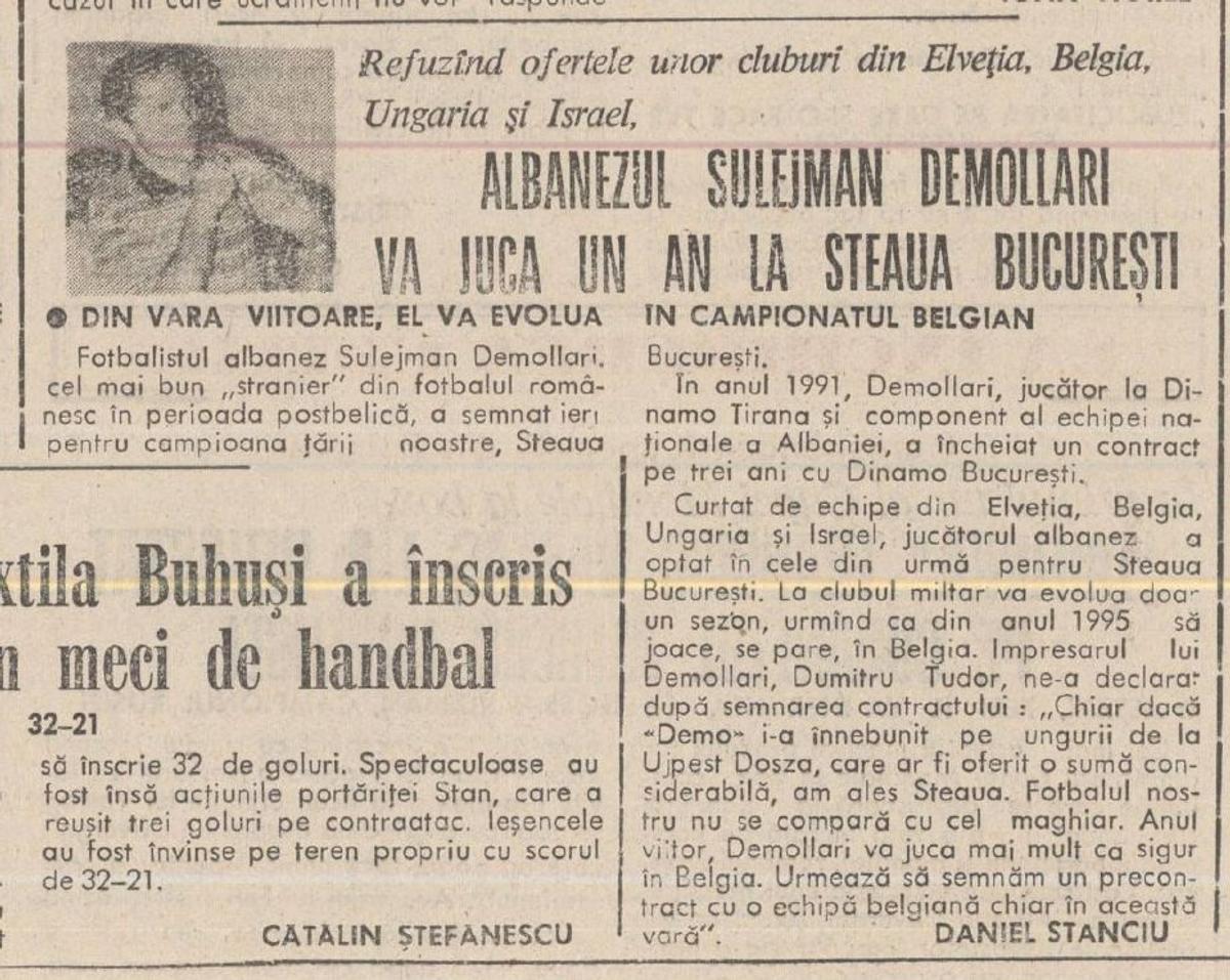 Sulejman Demollari - Dinamo - Steaua