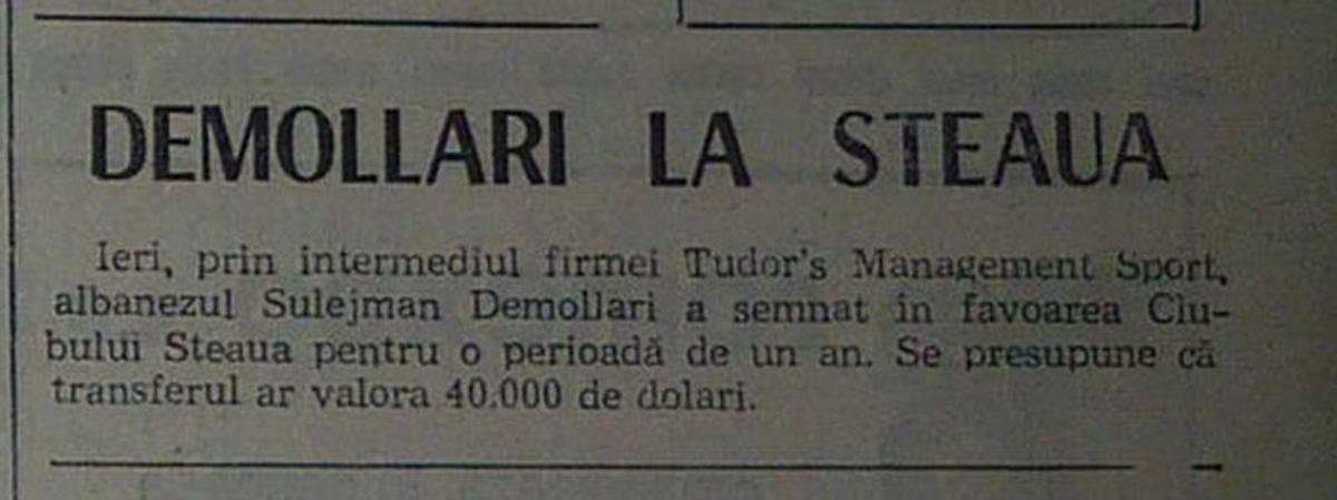 Sulejman Demollari - Dinamo - Steaua
