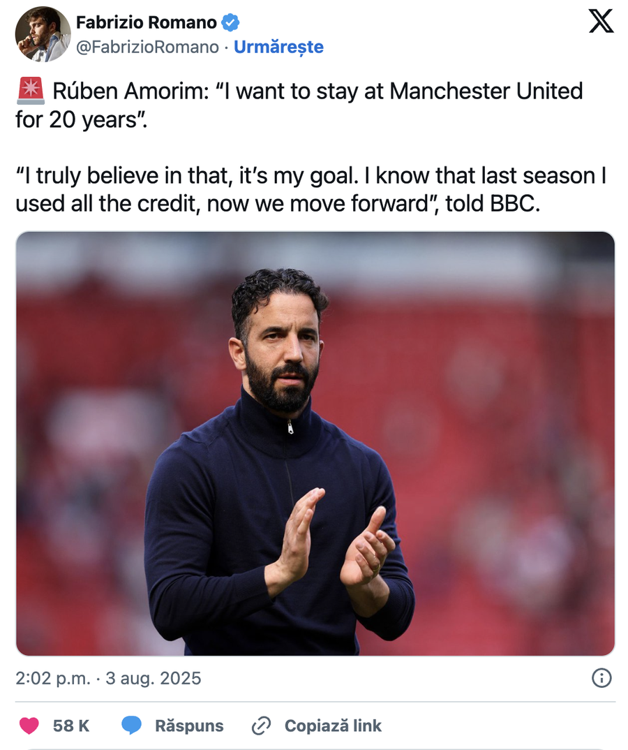 Pariul extrem de îndrăzneț al lui Ruben Amorim: „E principalul meu obiectiv la Manchester United”