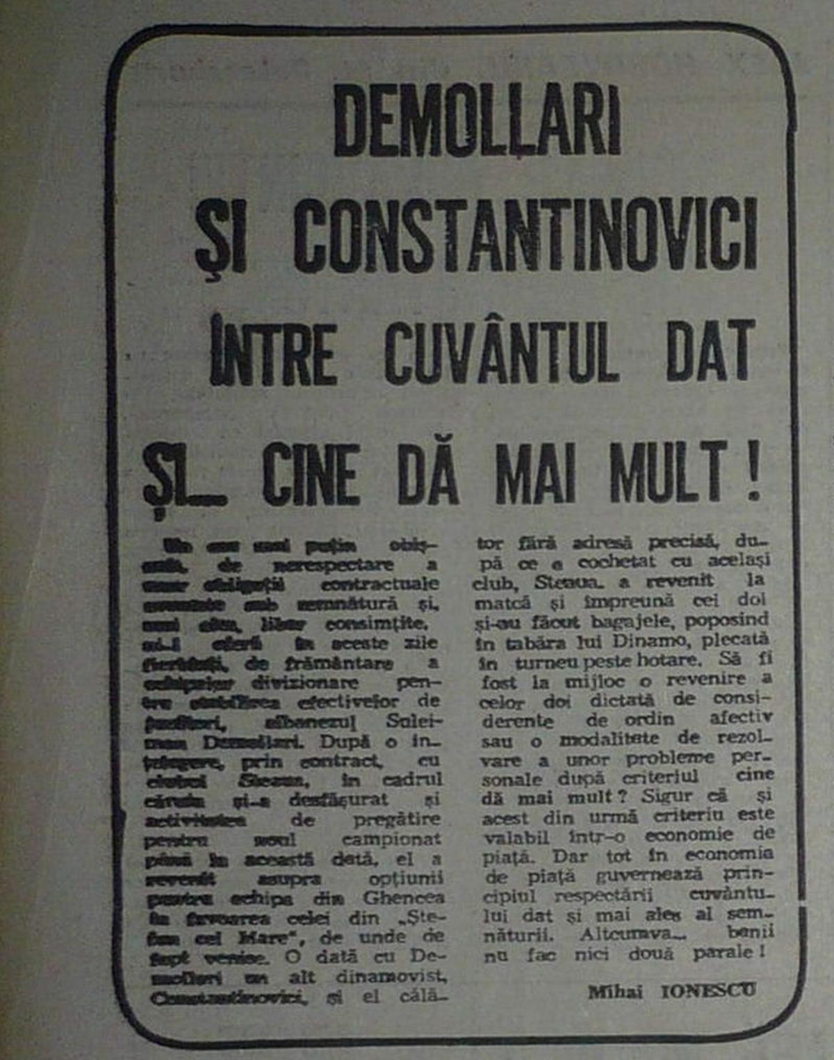 Sulejman Demollari - Dinamo - Steaua