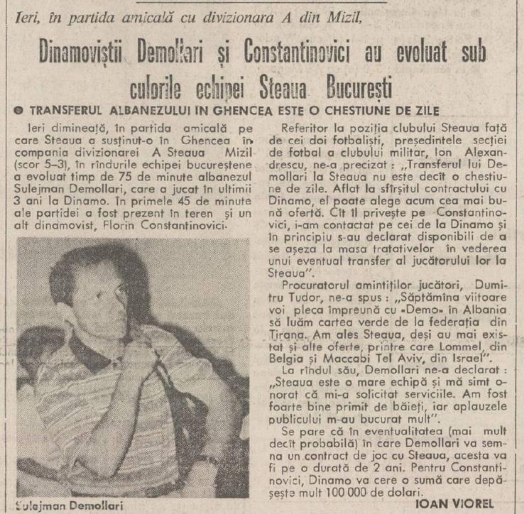 În 1994, Demollari a trecut de la Dinamo la Steaua