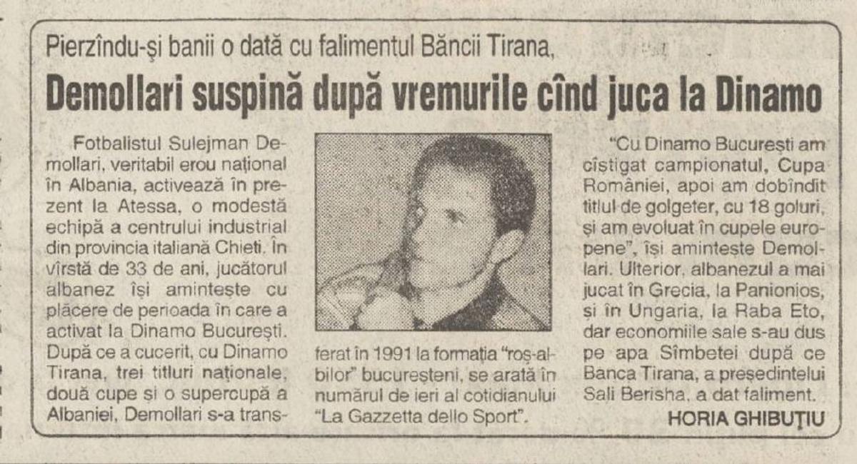 Sulejman Demollari - Dinamo - Steaua