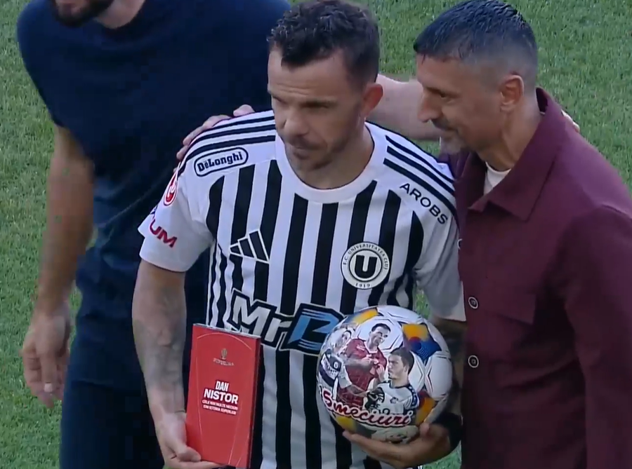 Dan Nistor, la meciul 515 în prima ligă // foto: captură Prima Sport U Cluj - FC Botoșani, în etapa #3 a Superligii » Start de partidă la Sfântu Gheorghe