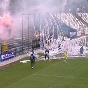 Suporterii au întârziat startul meciului Oțelul Galați - Poli Timișoara // foto: captură DigiSport