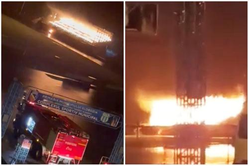 Incendiu la stadionul din Slobozia