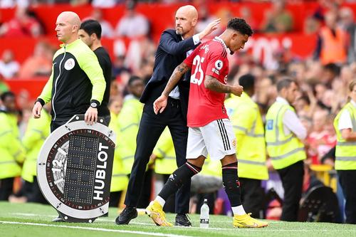 Jadon Sancho, alături de Erik ten Hag // foto: Guliver/gettyimages