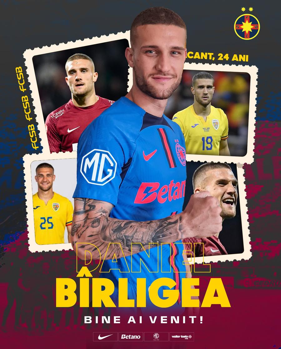 Daniel Bîrligea, oficial la FCSB, foto: Facebook FCSB Daniel Bîrligea, prezentat oficial la FCSB! Ce număr va purta atacantul