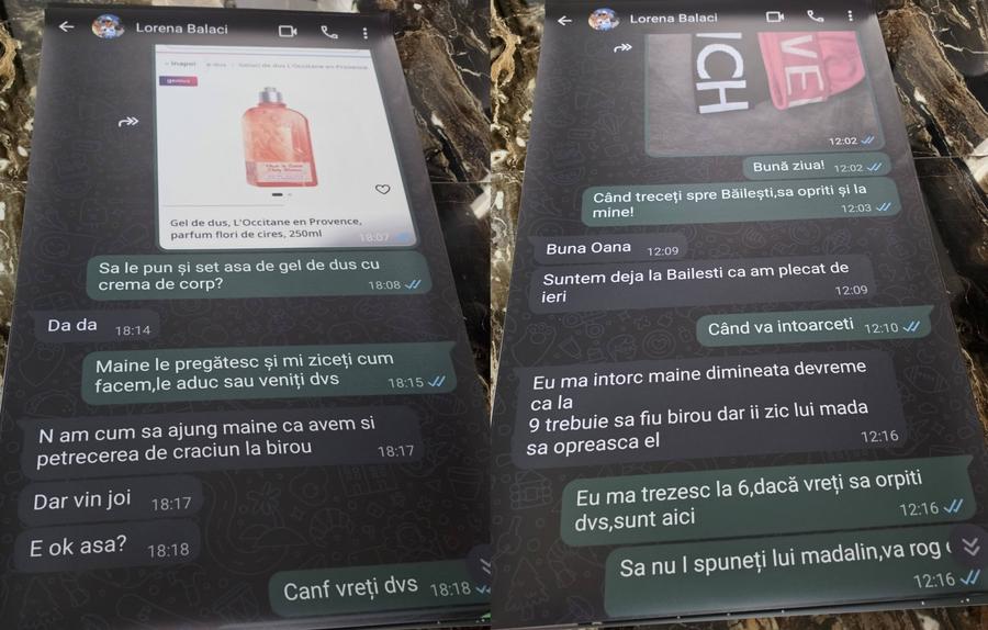 Capturi de pe discuțiile pe care Oana Gavrilă pretinde că le-a purtat cu Lorena Balaci pe WApp Acuzații de șpăgi și pile la Academia U Craiova: „Doamnă, aveți ceva adidași pentru mine?” + Lorena Balaci acuzată: „Mi-a cerut fără rușine”