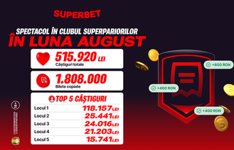 Spectacol în Clubul SuperPariorilor în luna august! Cum intri în competiție în septembrie