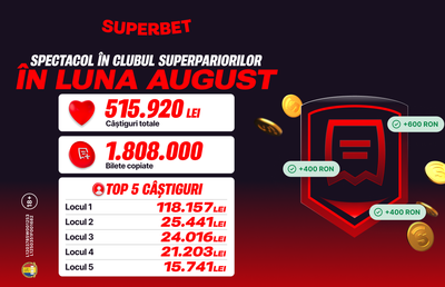 Spectacol în Clubul SuperPariorilor în luna august! Cum intri în competiție în septembrie