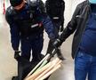 Mai multe genți cu bâte și materiale pirotehnice au fost găsite într-o lojă destinată oficialilor lui FCU Craiova / Sursă foto: Oltenia TV