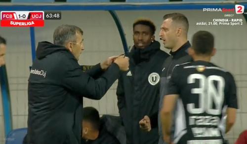 FC Botoșani - U Cluj 1-1 | Moment haios în repriza a doua a partidei din Moldova, cu Eugen Neagoe, antrenorul ardelenilor, în prim plan.