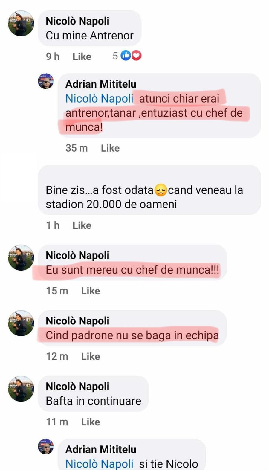 Replici tăioase între Mititelu și Nicolo Napoli: „Atunci erai antrenor” vs „Sunt mereu așa, când stăpânul nu se bagă la echipă”