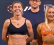 Ebonie Cotton, îmbrăcată într-un set de lenjerie intimă portocalie