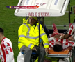 Alexandru Matei s-a accidentat grav în UTA - FCSB // FOTO: captură Prima Sport