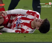 Alexandru Matei s-a accidentat grav în UTA - FCSB // FOTO: captură Prima Sport