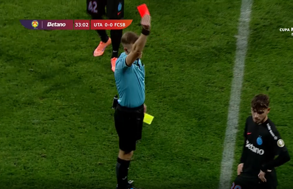 Fault violent în UTA - FCSB! La debut, tânărul de 18 ani al campioanei a văzut direct cartonașul roșu