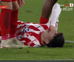 Alexandru Matei s-a accidentat grav în UTA - FCSB // FOTO: captură Prima Sport