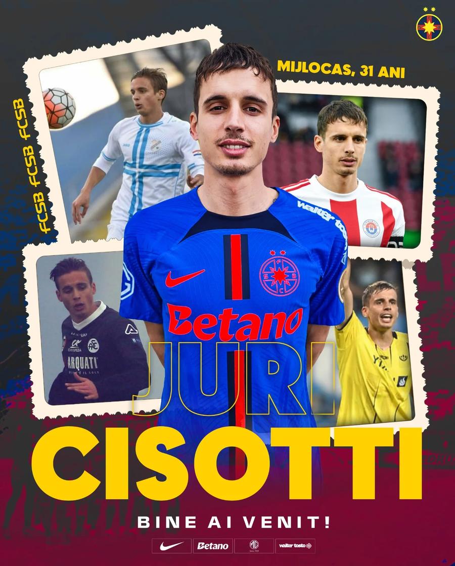 Juri Cisotti a semnat cu FCSB, foto: Facebook Juri Cisotti a semnat cu FCSB! Ce număr va purta