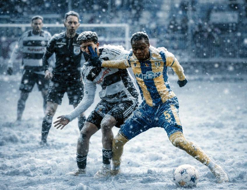 Cum ar arăta meciurile din Superligă dacă s-ar juca în zăpadă. Foto: Dan Filipciuc