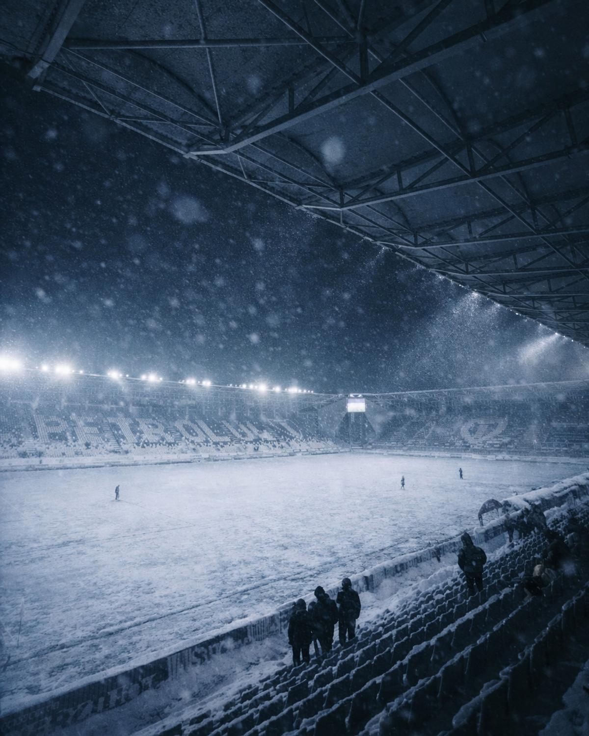 Superliga, îngropată în zăpadă! Cum ar arăta meciurile din România într-un scenariu de iarnă extremă