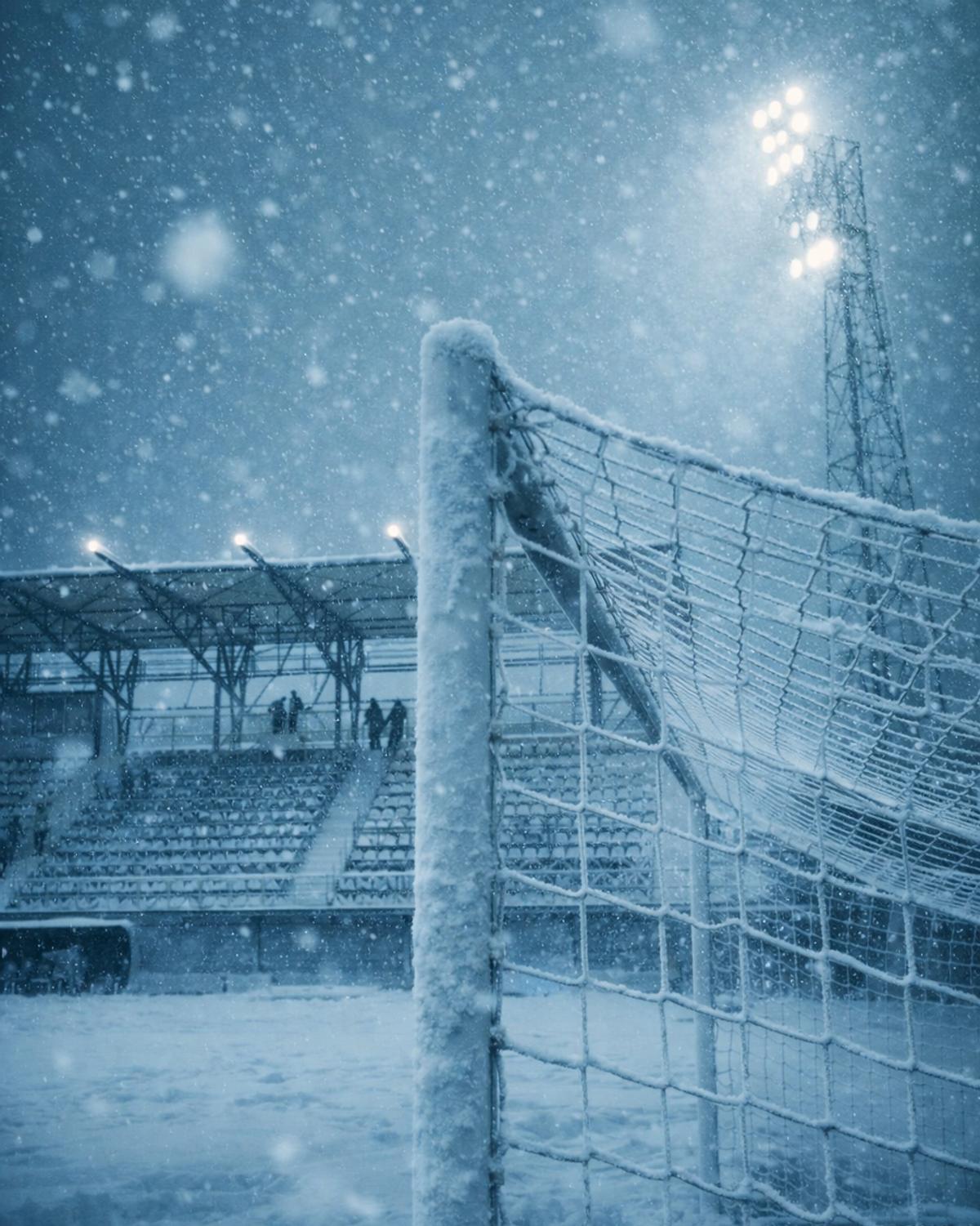 Superliga, îngropată în zăpadă! Cum ar arăta meciurile din România într-un scenariu de iarnă extremă