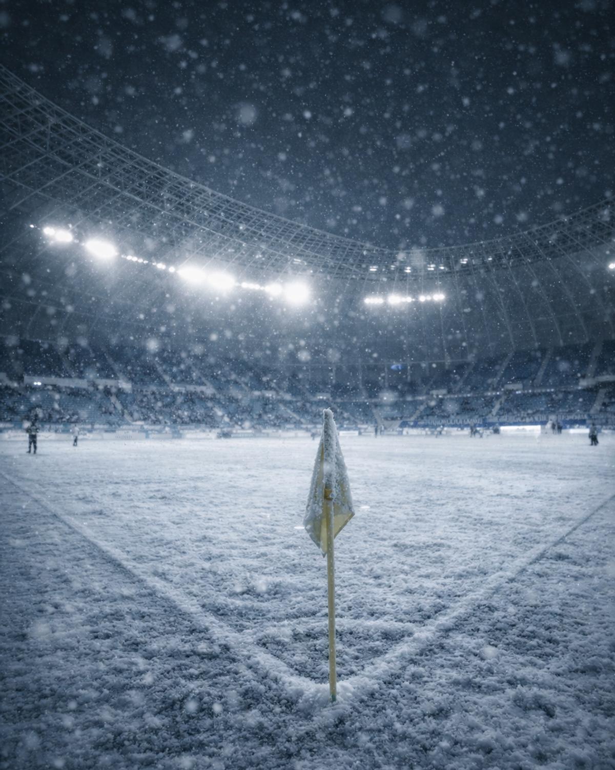 Superliga, îngropată în zăpadă! Cum ar arăta meciurile din România într-un scenariu de iarnă extremă