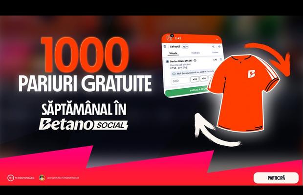 1.000 de Pariuri Gratuite săptămânal cu Rezerva de Aur și Betano Social