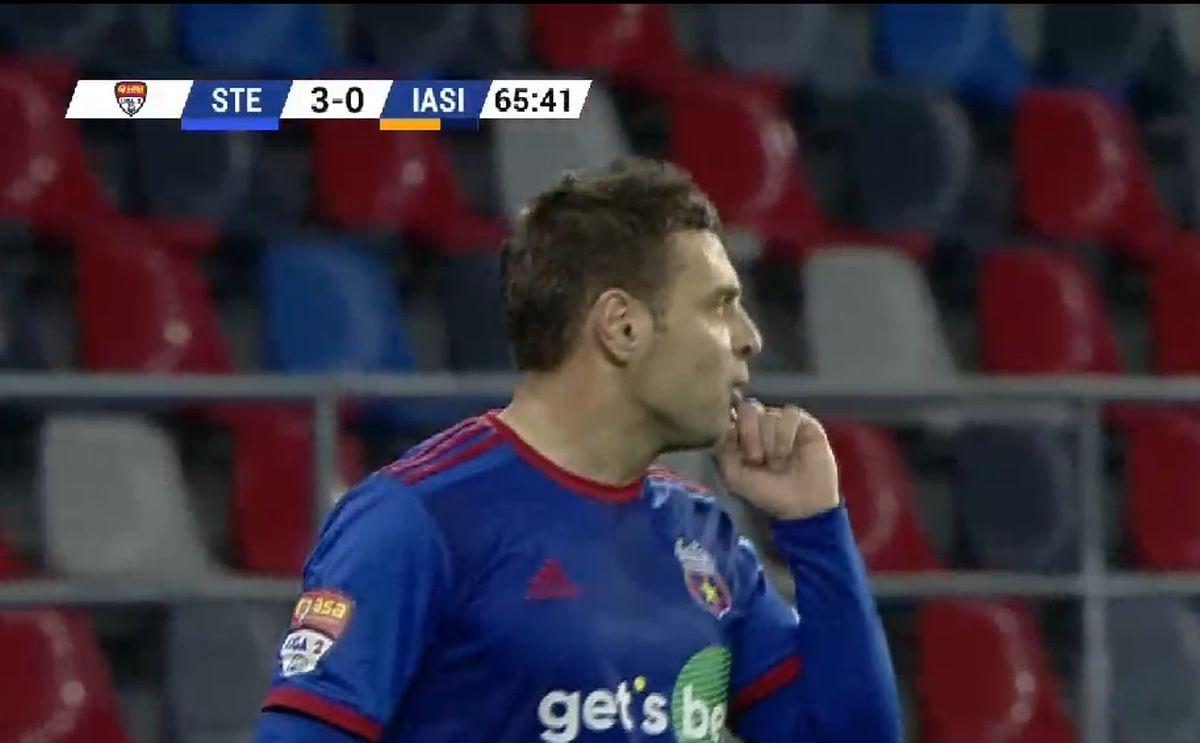 Adi Popa, nervos în CSA Steaua - Poli Iași » I-a bătut obrazul unui coleg, chiar după ce marcase